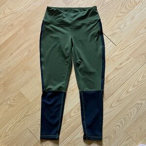 Zella Olive and Black Contrast Leggings